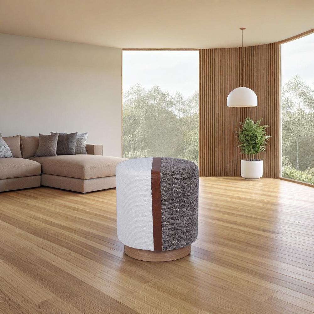 Two-Tone Upholstered Ottoman