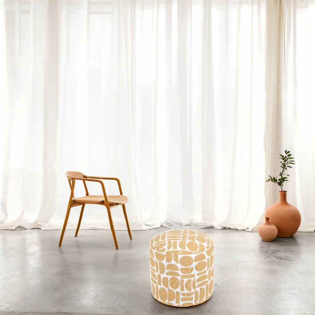 Yellow Patterned Ottoman