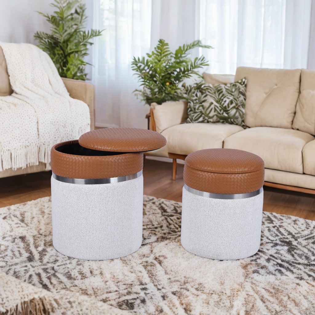 Set of Two Multi-functional Storage Ottomans