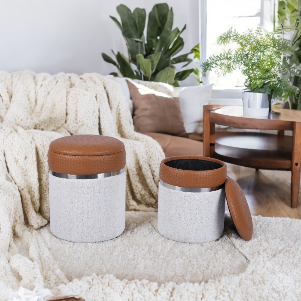 Set of Two Multi-functional Storage Ottomans
