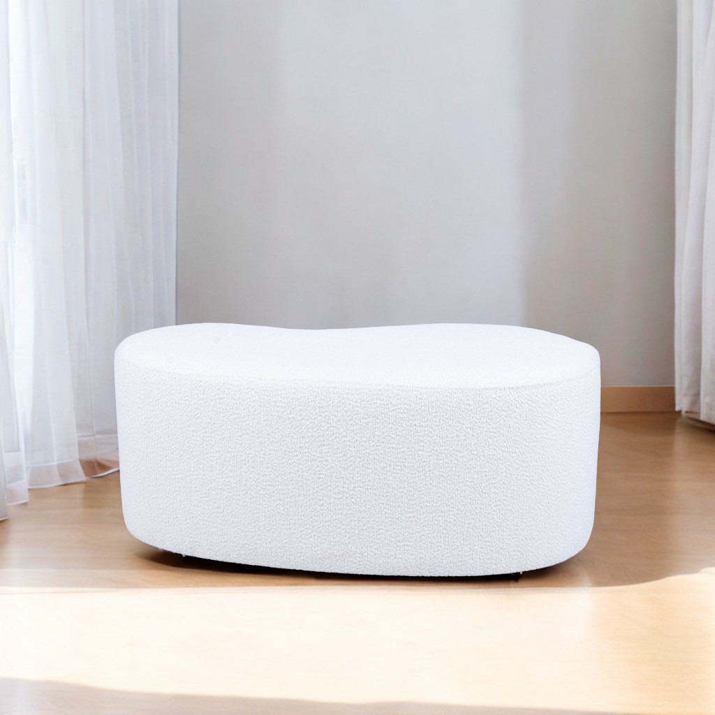 Modern White Boucle Bench