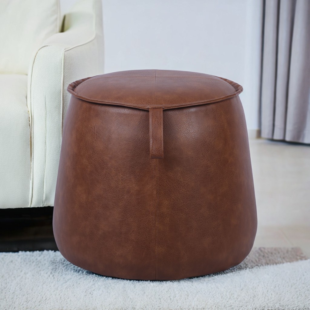 Brown Leather Ottoman