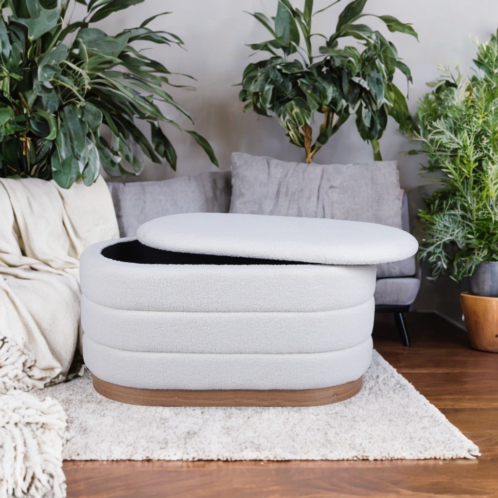 White Upholstered Storage Bench