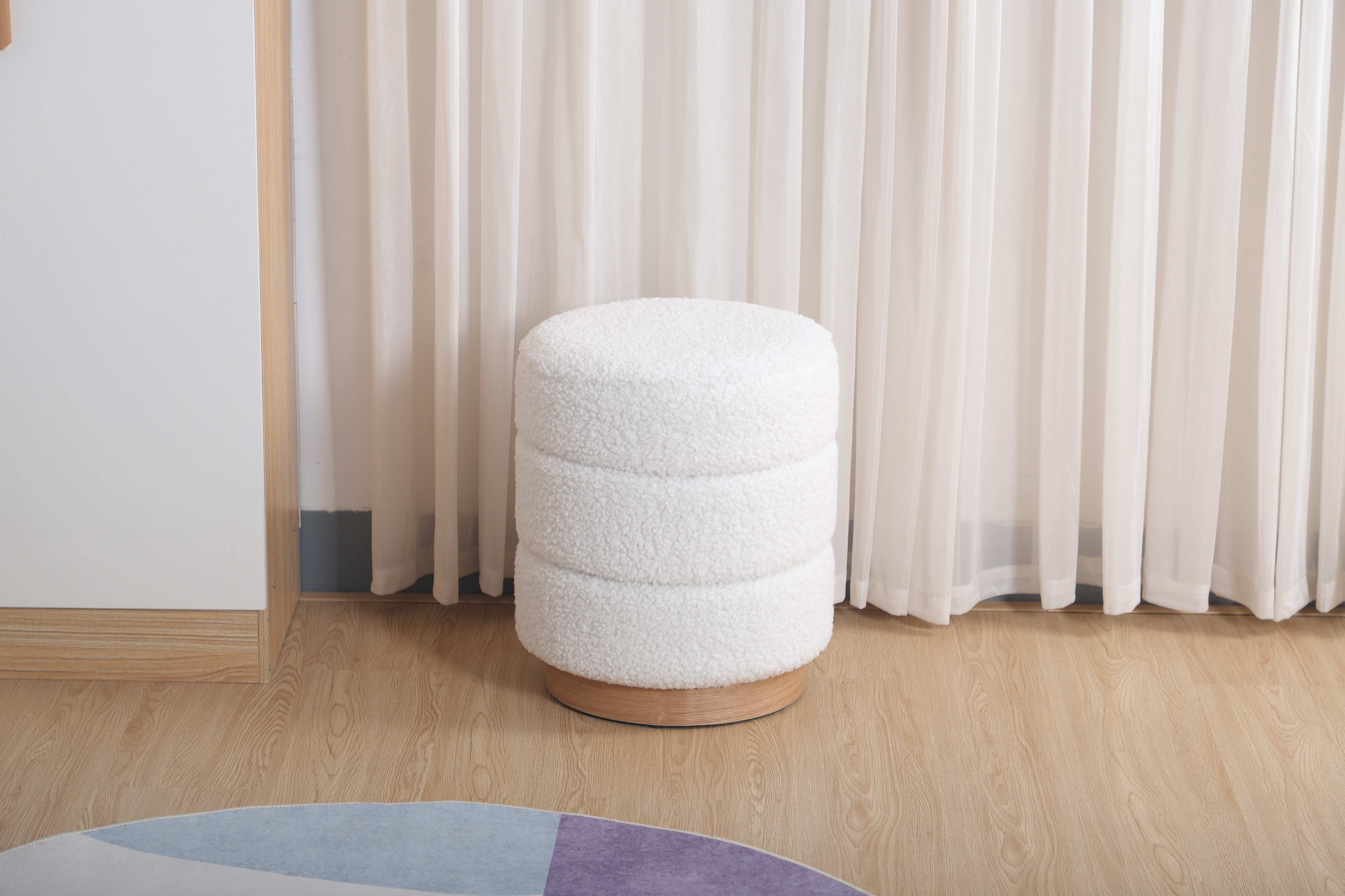 Round Plush Ottoman