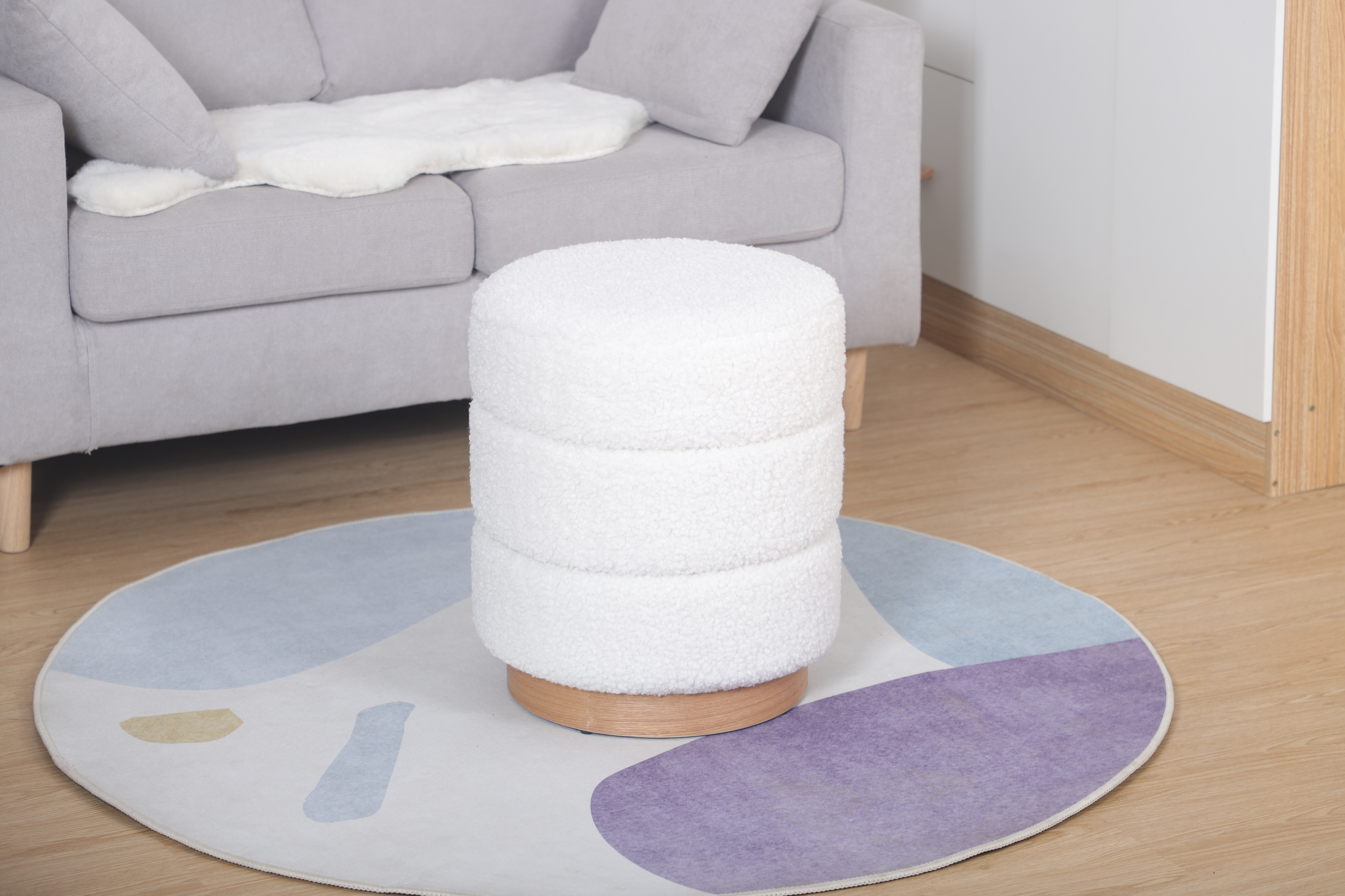 Round Plush Ottoman