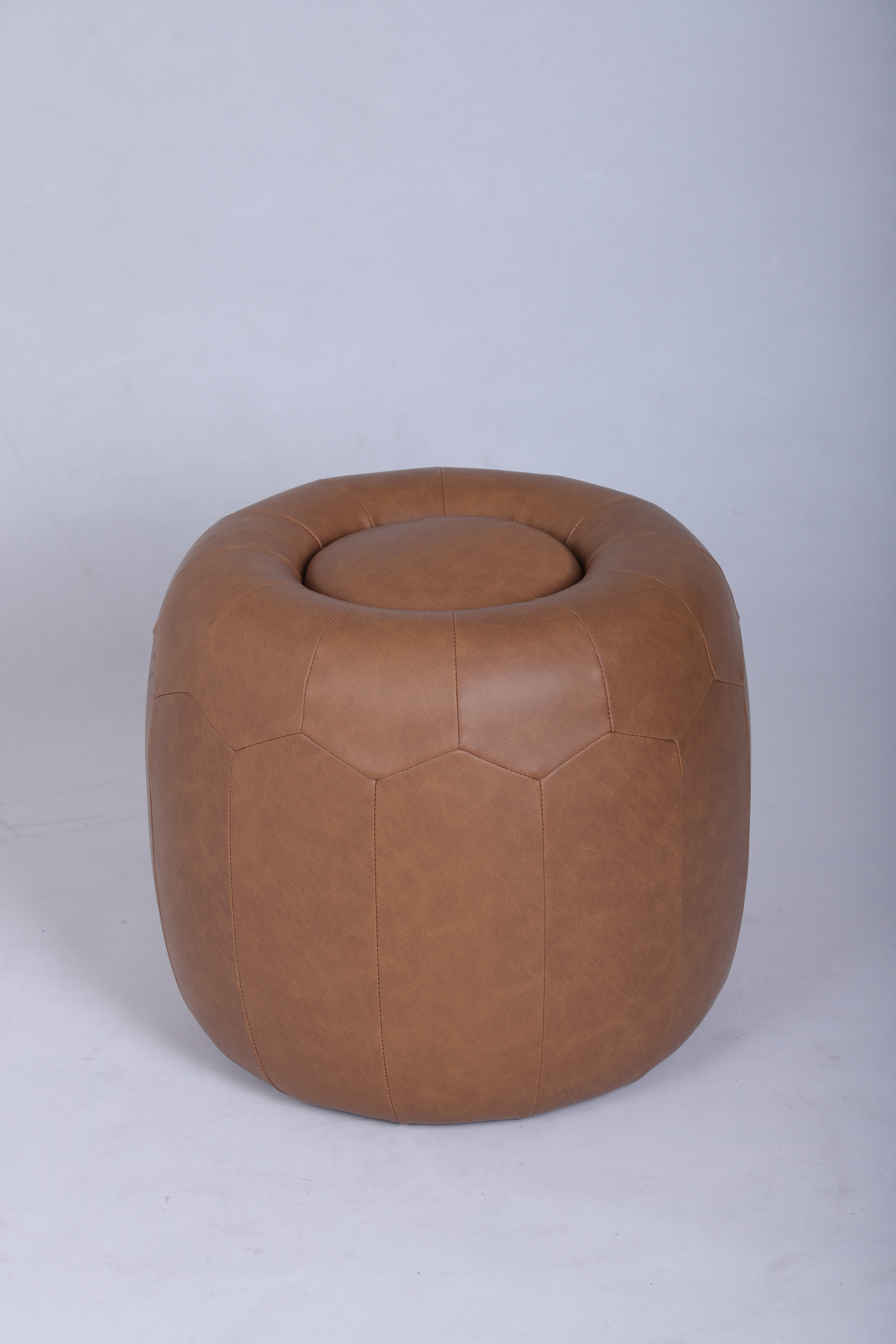 Round Leather Ottoman