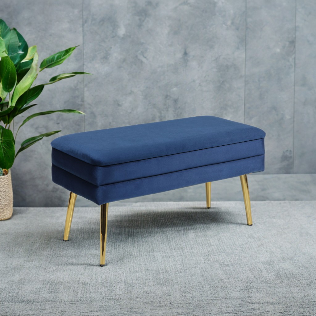 Navy Blue Upholstered Bench