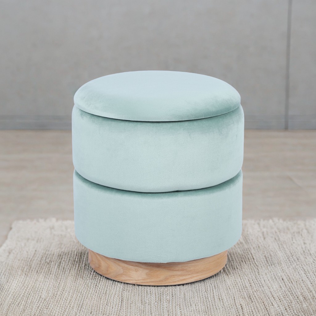 Round Mint Green Ottoman