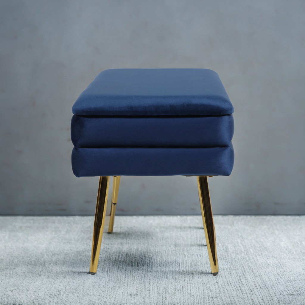 Navy Blue Upholstered Bench