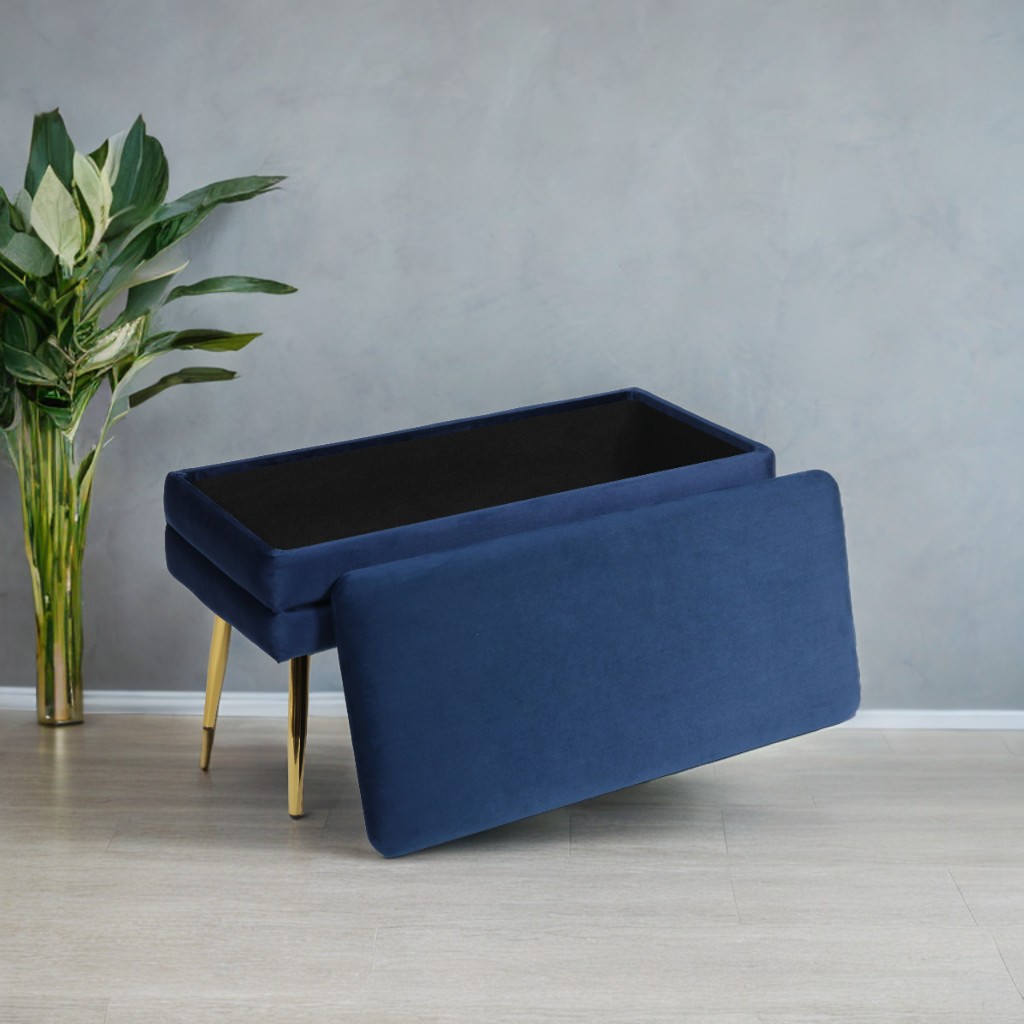 Navy Blue Upholstered Bench
