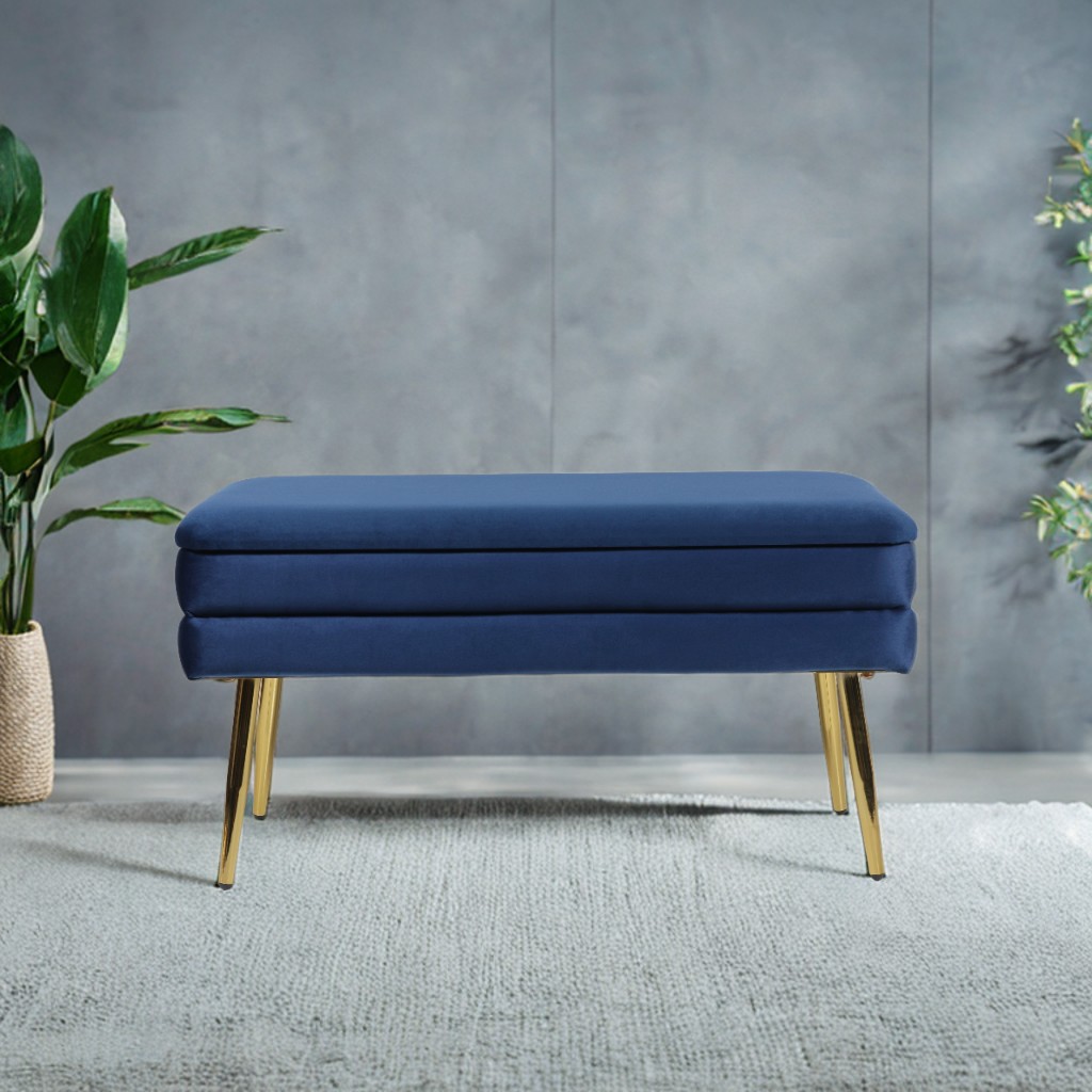 Navy Blue Upholstered Bench