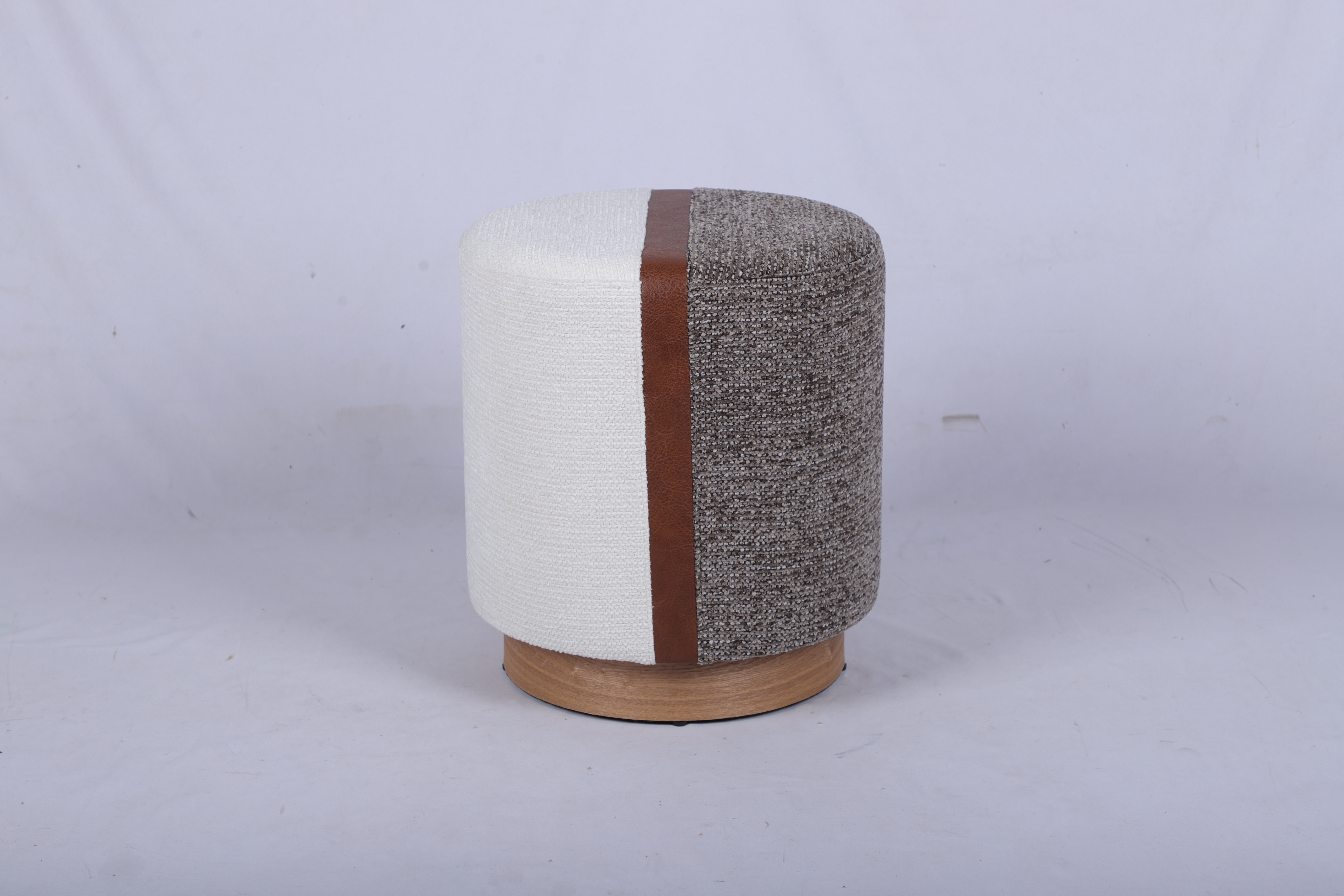 Two-Tone Upholstered Ottoman