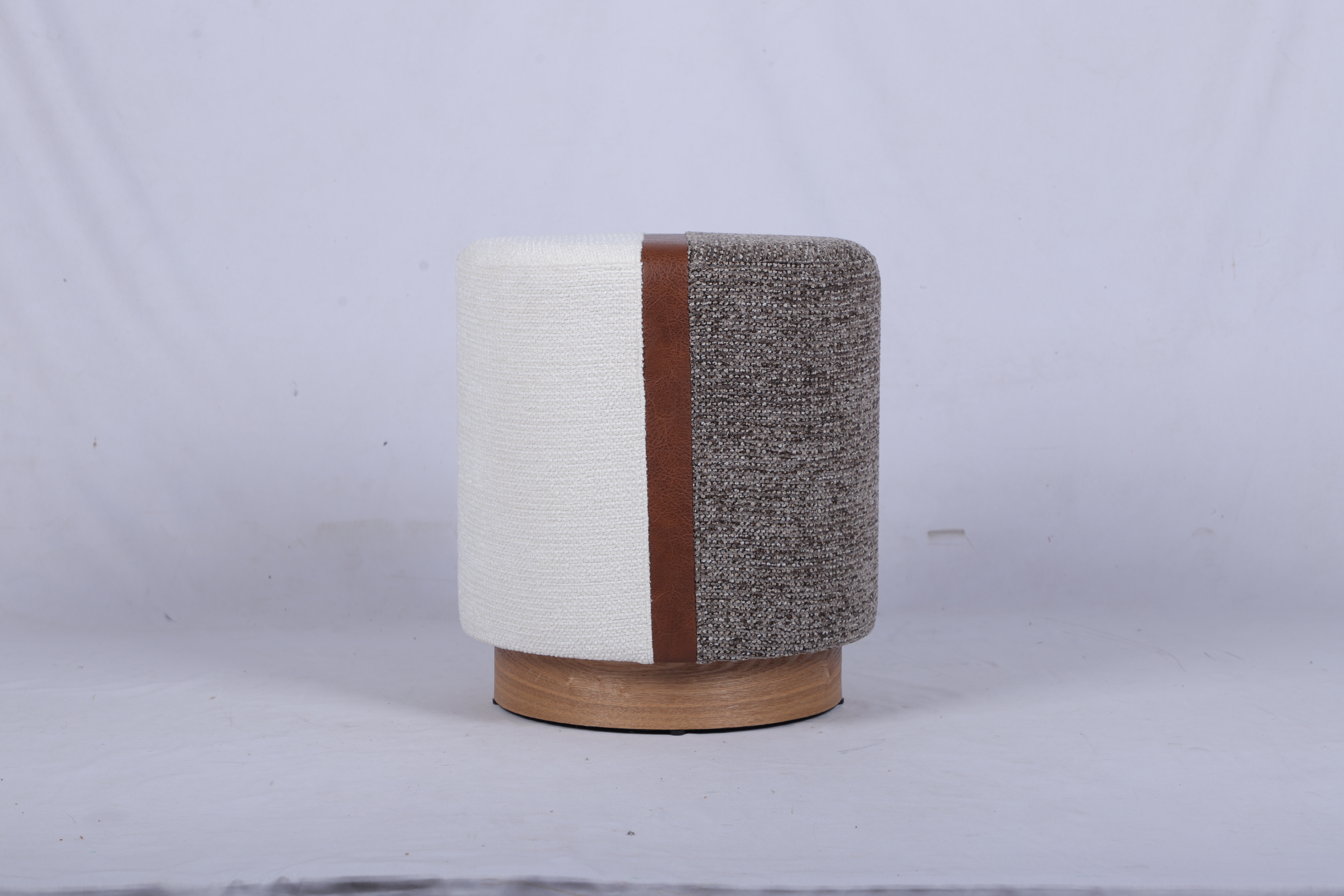 Two-Tone Upholstered Ottoman