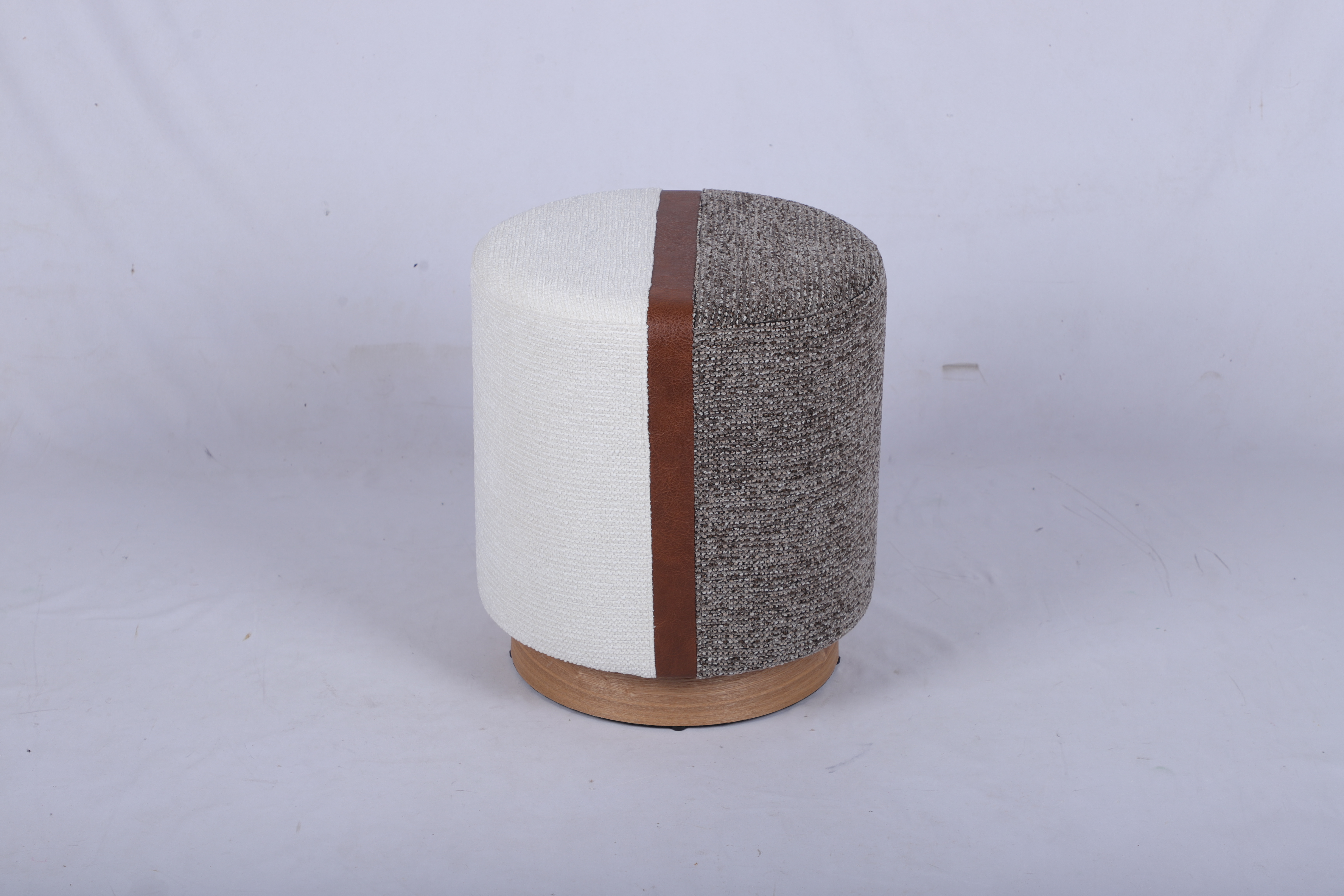 Two-Tone Upholstered Ottoman