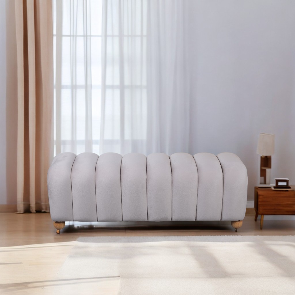 Gray Velvet Bench