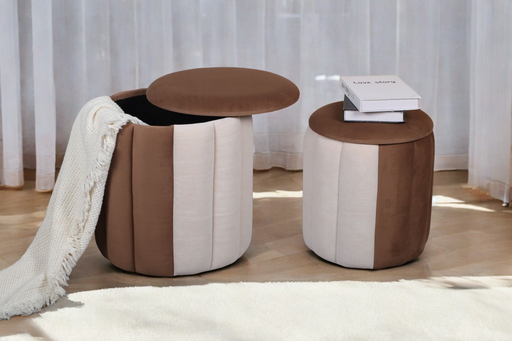 Modern Two-Tone Ottoman Set