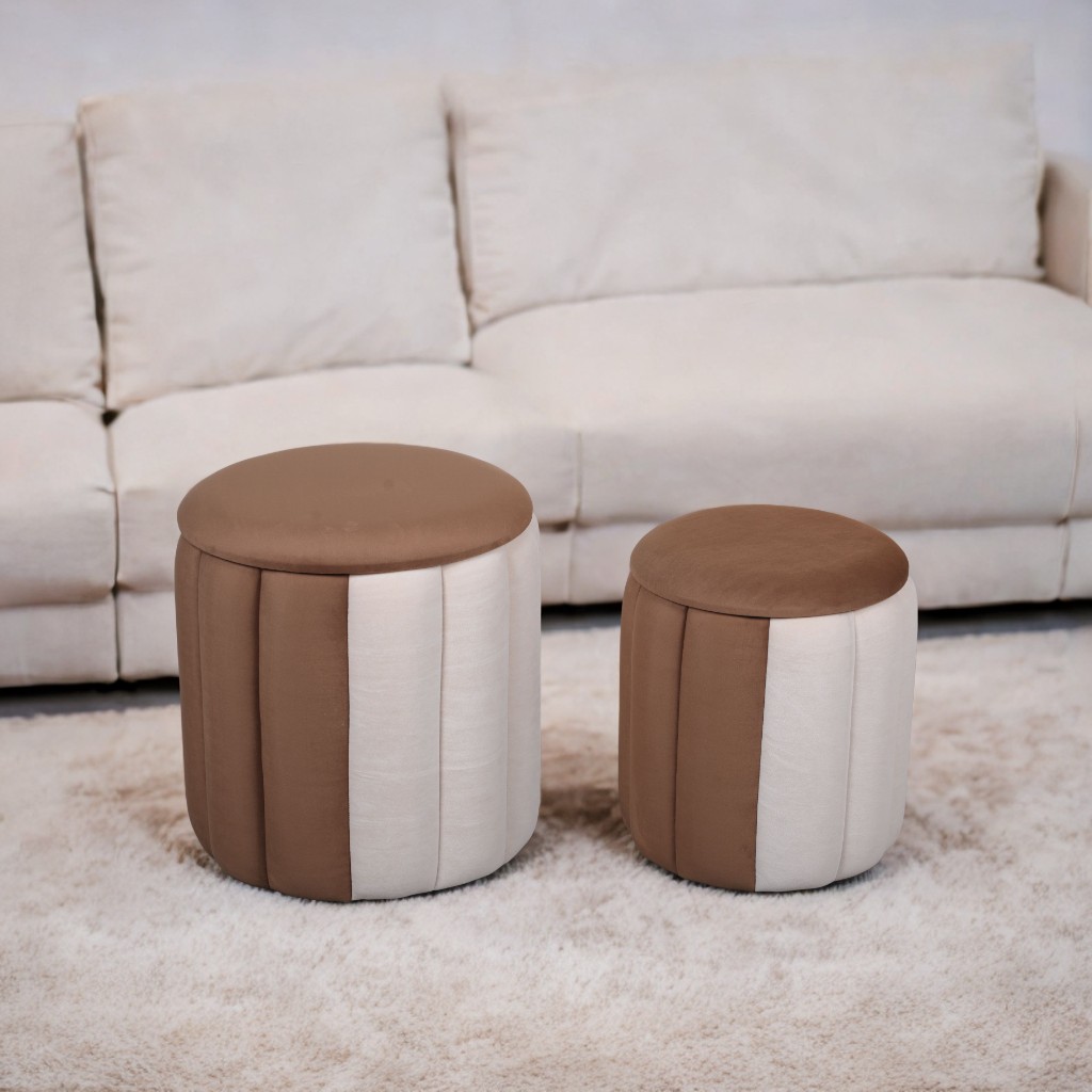 Modern Two-Tone Ottoman Set