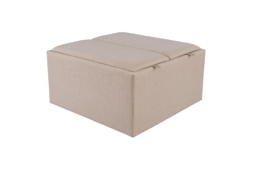 Beige Fabric Storage Ottoman