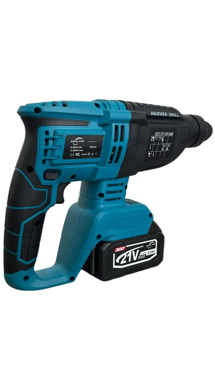 Perforateur Sans Fil SDS-Plus ENKAPRO 21V | 2 Batteries 4.0Ah | Coffret Complet avec Forets & Burins
