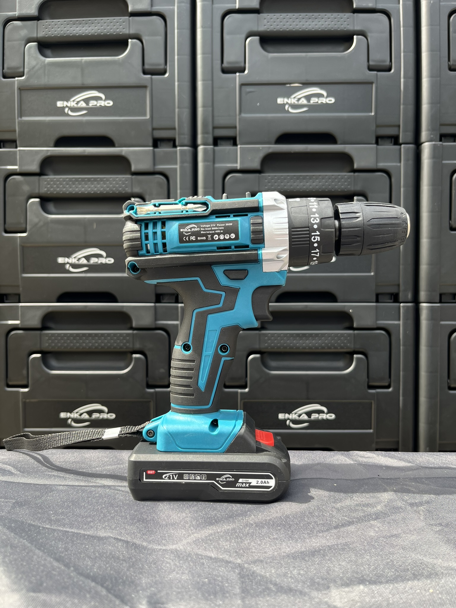 Perceuse Visseuse Brushed ENKAPRO 21V 40 Nm | 2 Batteries 2.0Ah | Coffret + Accessoires