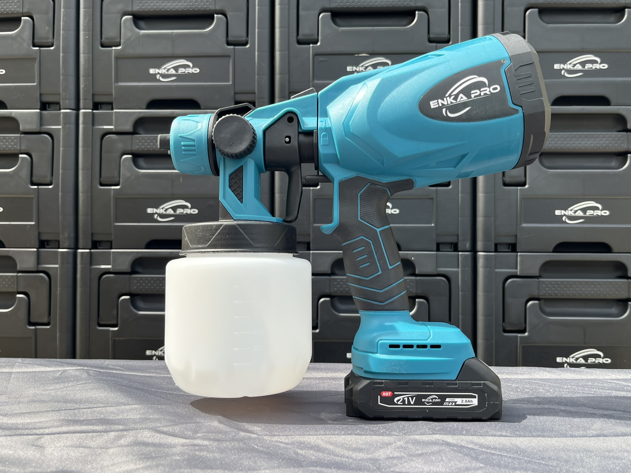 Pulvérisateur de peinture Brushless sans fil 21V ENKAPRO - 2x batteries 2Ah + accessoires 