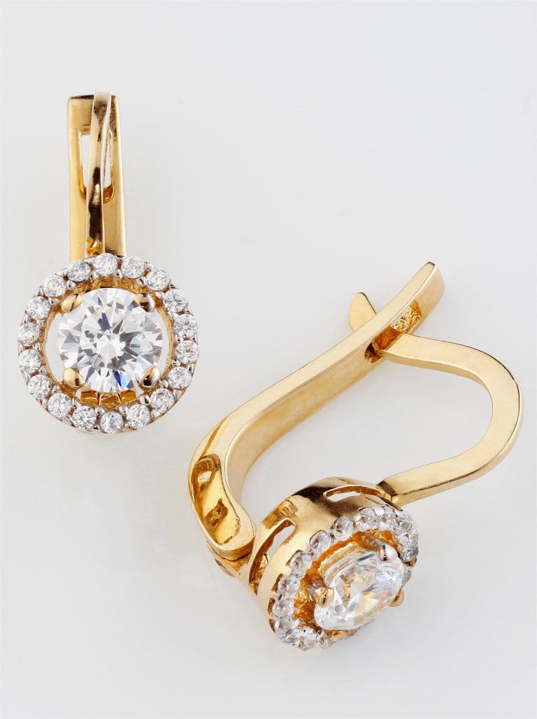 Goldene Ohrringe mit Diamanten
