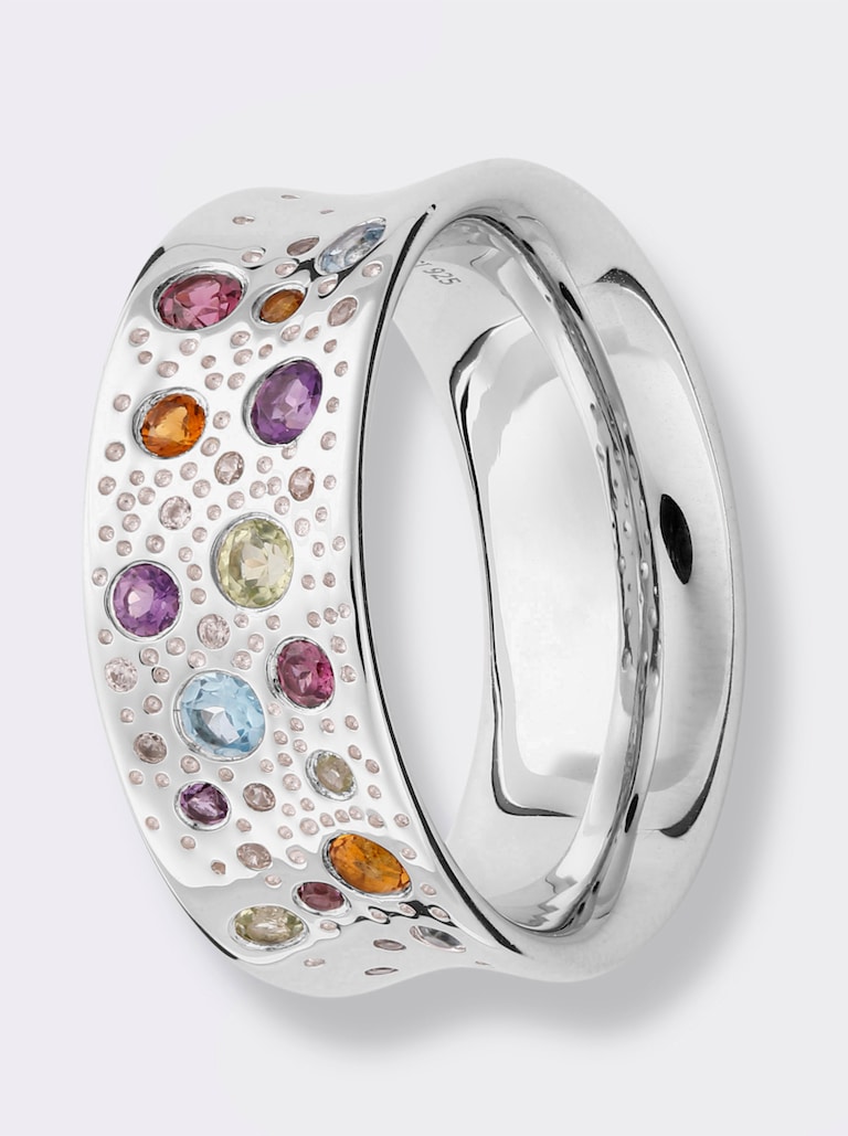 Silberring mit Edelsteinen