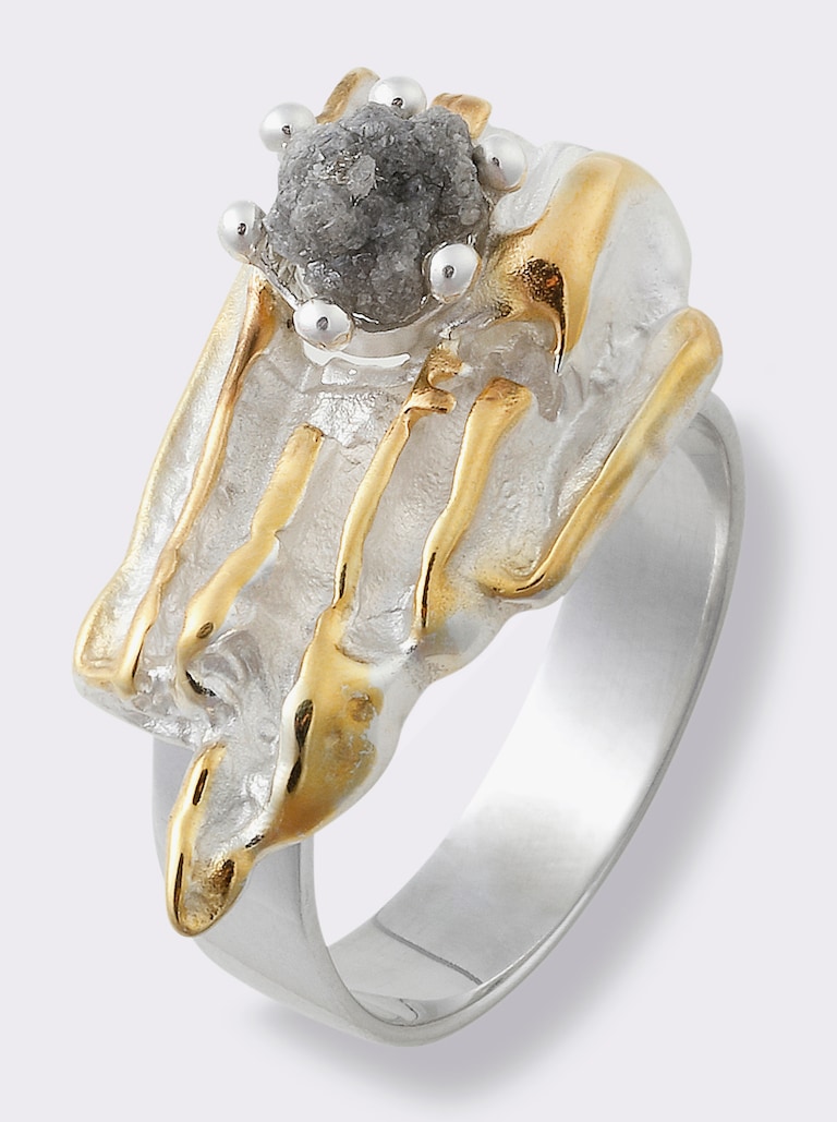 Silber-Gold-Ring mit Rohdiamant