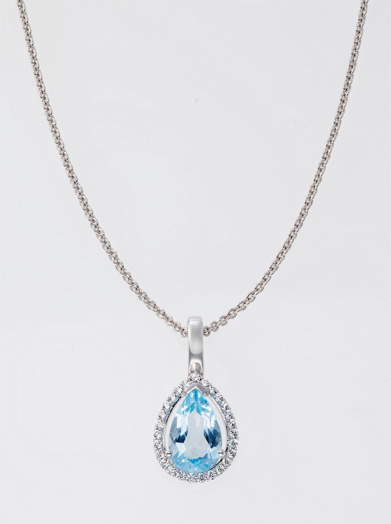 Elegante Silberkette mit blauem Anhänger