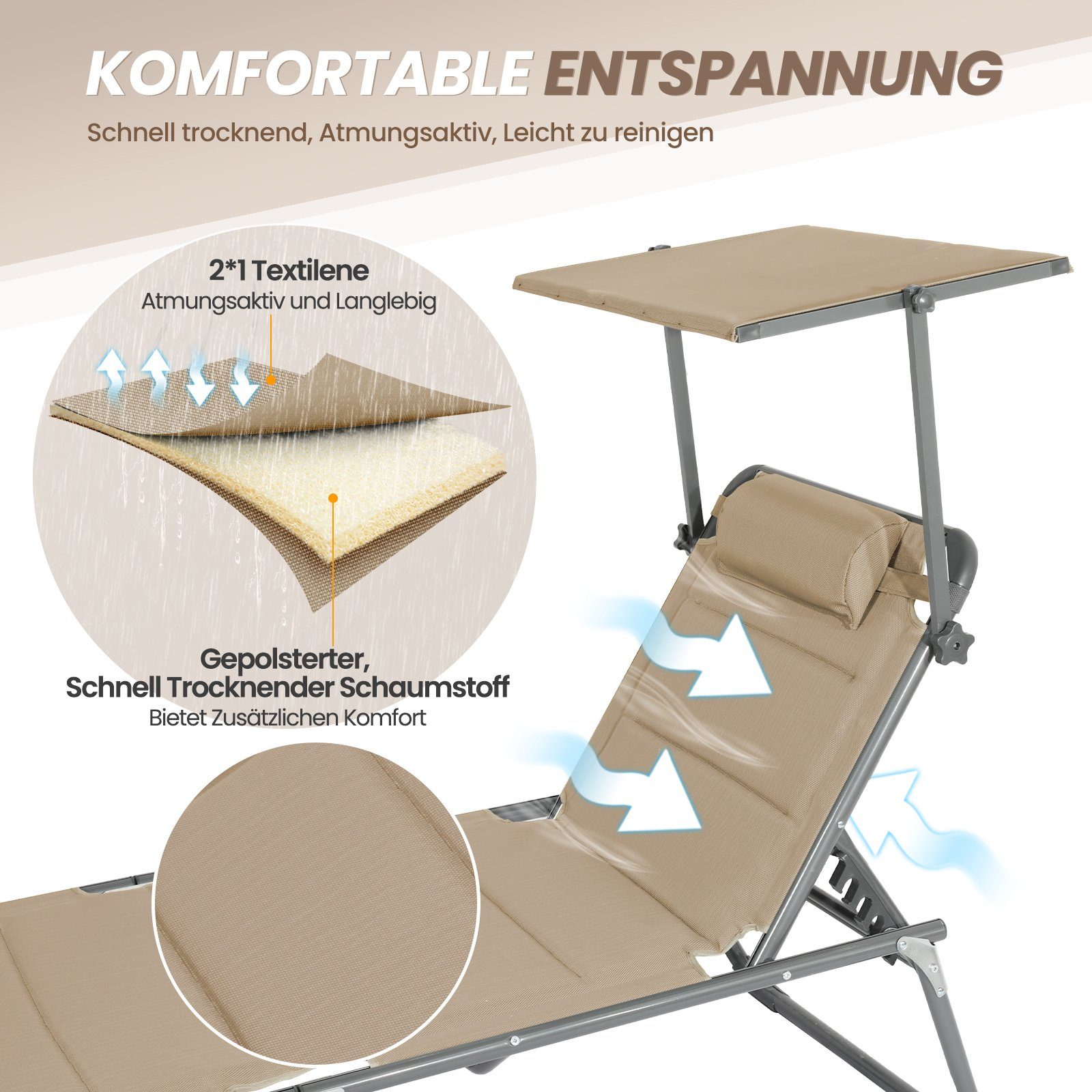 Gartenliege Sonnenliege AluLiege Liegestuhl Strandliege Liegen