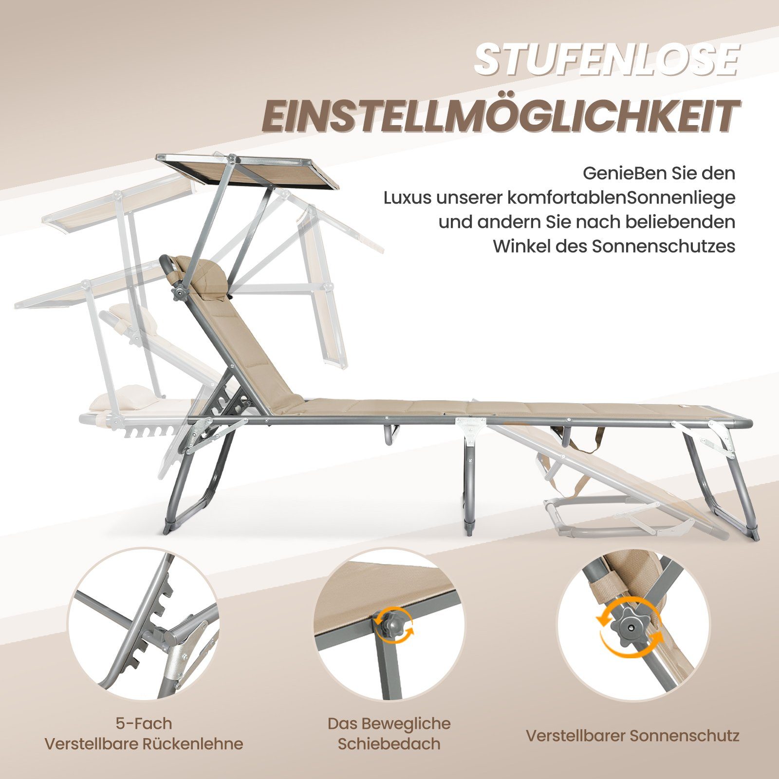 Gartenliege Sonnenliege AluLiege Liegestuhl Strandliege Liegen