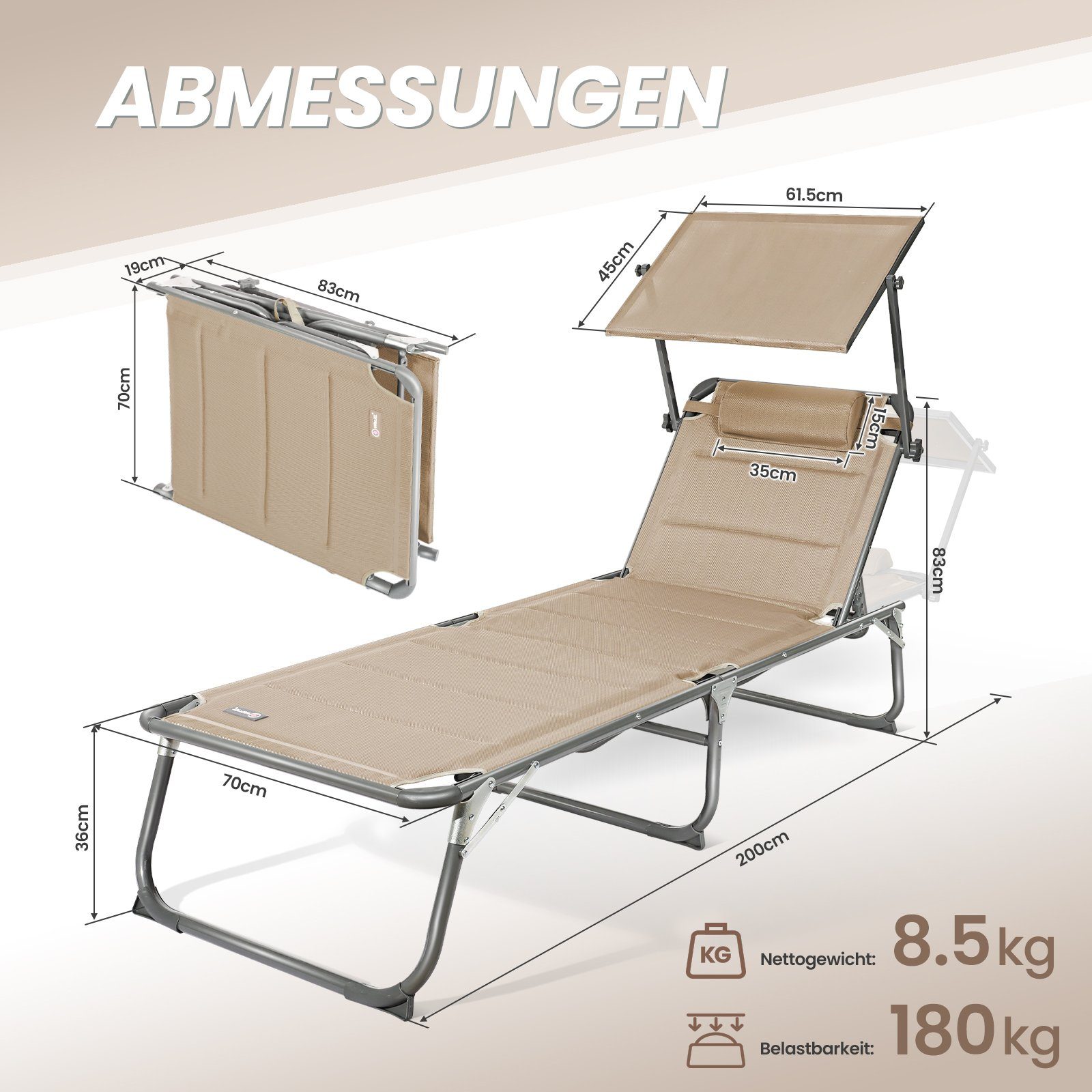 Gartenliege Sonnenliege AluLiege Liegestuhl Strandliege Liegen