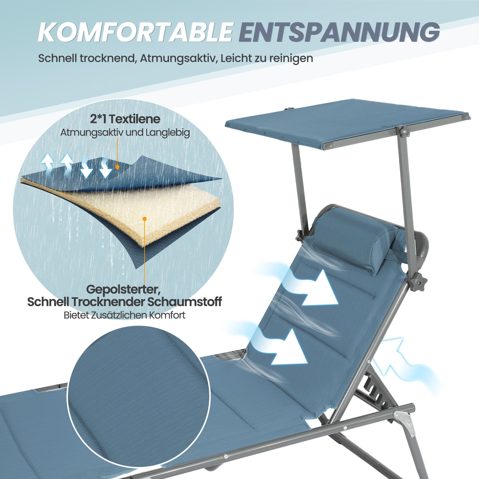 Gartenliege Sonnenliege AluLiege Liegestuhl Strandliege Liegen