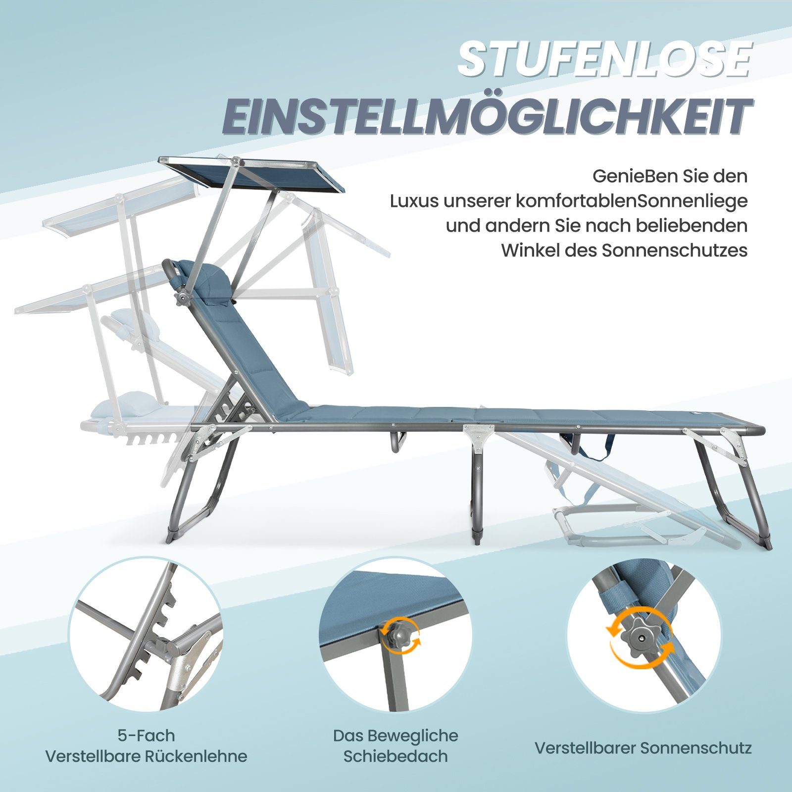 Gartenliege Sonnenliege AluLiege Liegestuhl Strandliege Liegen