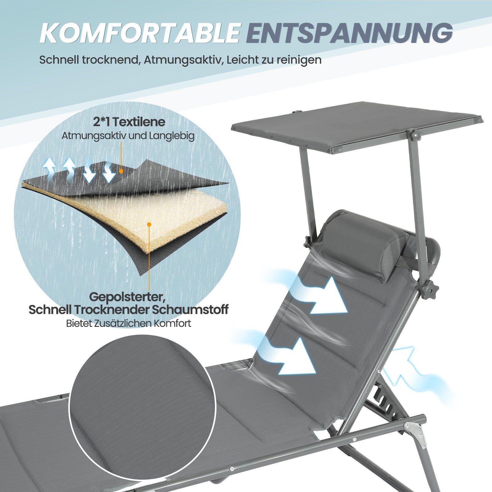 Gartenliege Sonnenliege AluLiege Liegestuhl Strandliege Liegen