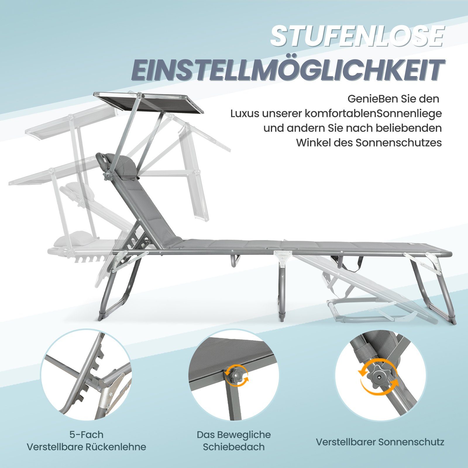 Gartenliege Sonnenliege AluLiege Liegestuhl Strandliege Liegen
