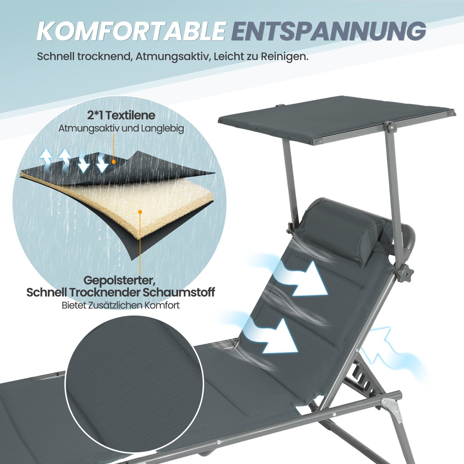 Gartenliege Sonnenliege AluLiege Liegestuhl Strandliege Liegen