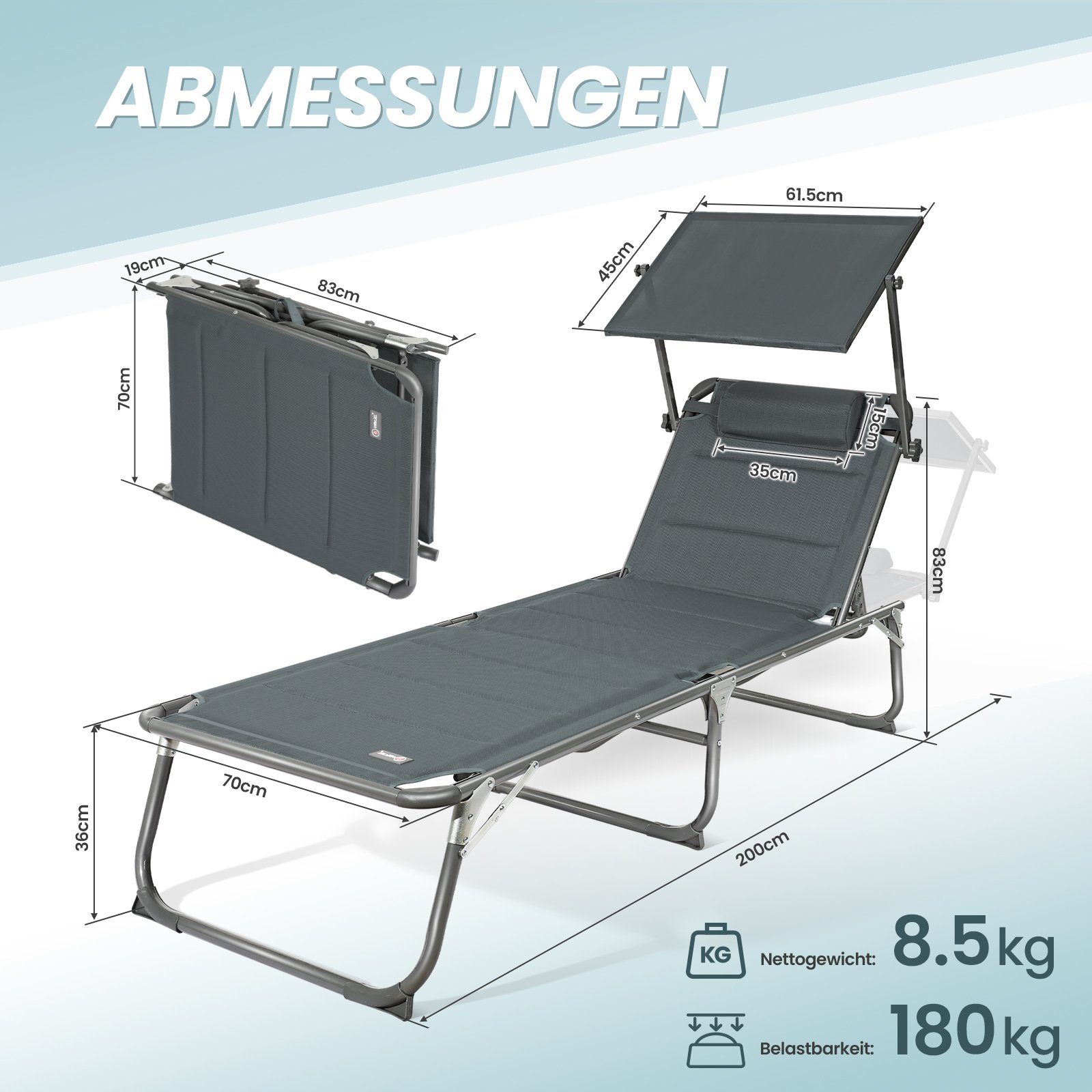 Gartenliege Sonnenliege AluLiege Liegestuhl Strandliege Liegen