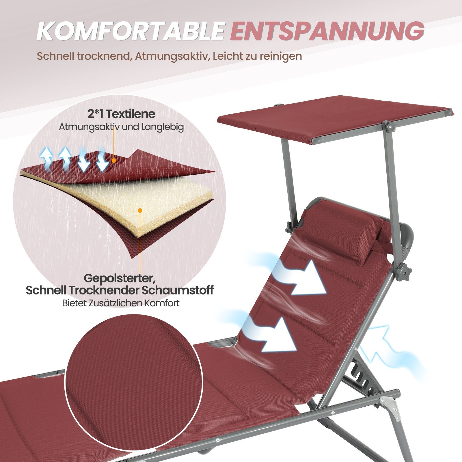 Gartenliege Sonnenliege AluLiege Liegestuhl Strandliege Liegen
