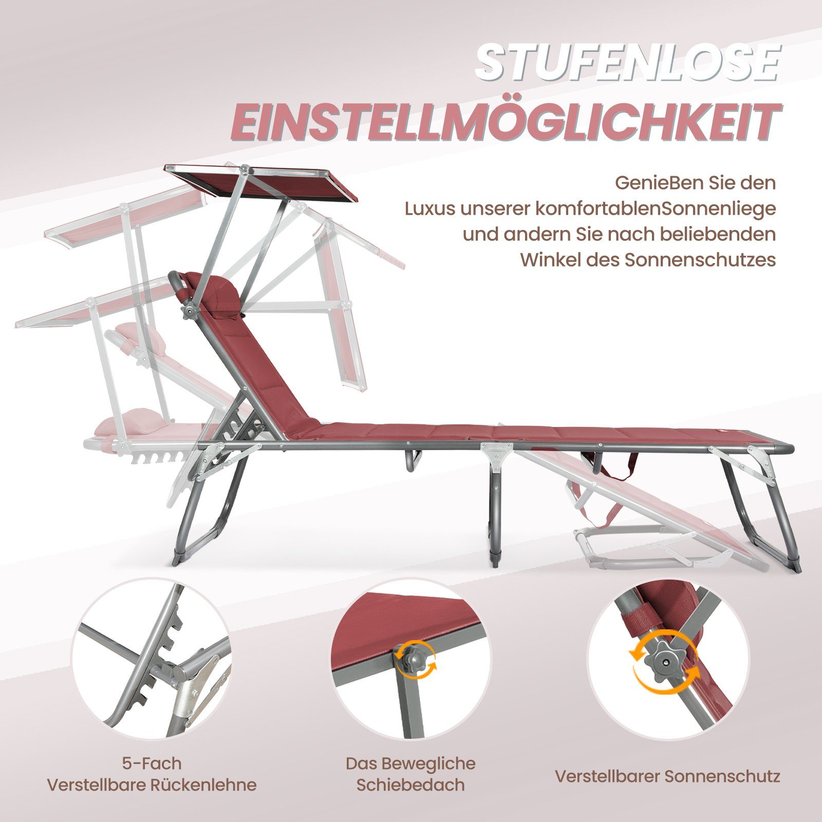 Gartenliege Sonnenliege AluLiege Liegestuhl Strandliege Liegen