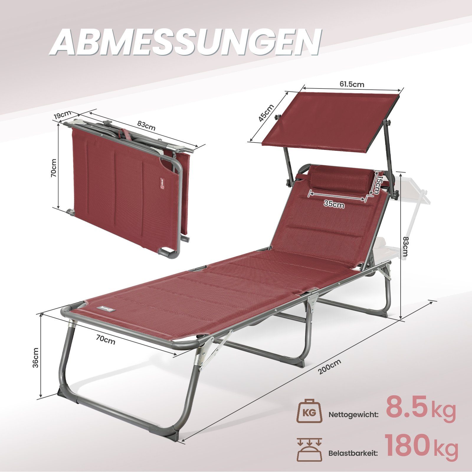 Gartenliege Sonnenliege AluLiege Liegestuhl Strandliege Liegen