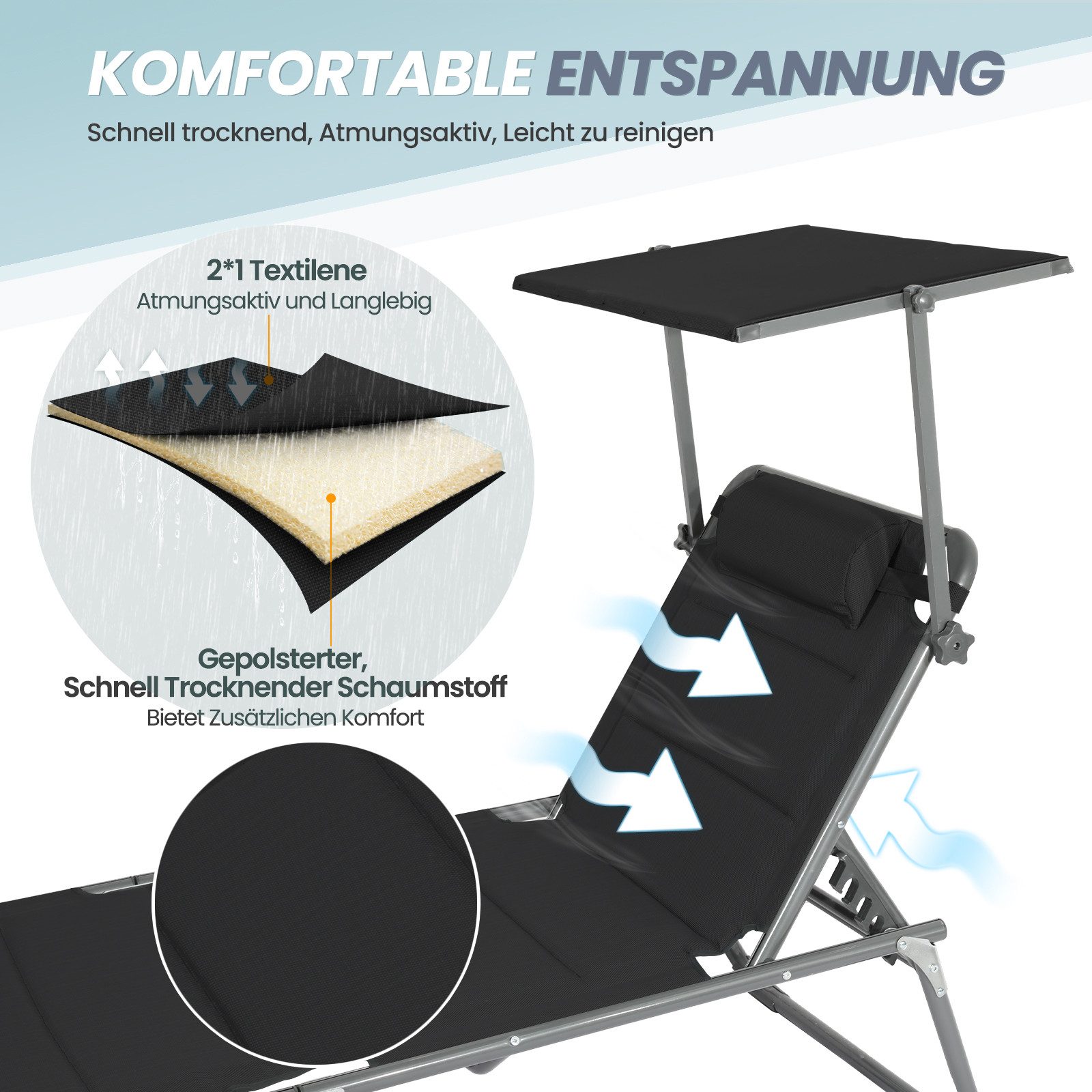 Gartenliege Sonnenliege AluLiege Liegestuhl Strandliege Liegen