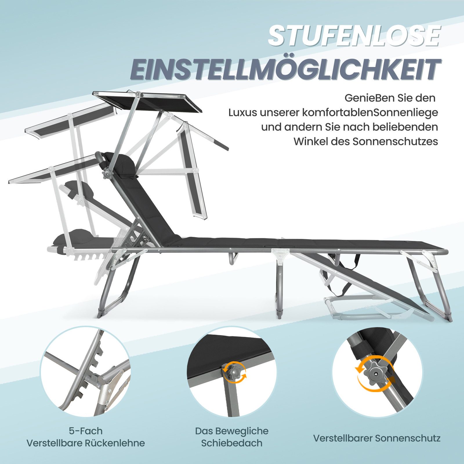 Gartenliege Sonnenliege AluLiege Liegestuhl Strandliege Liegen