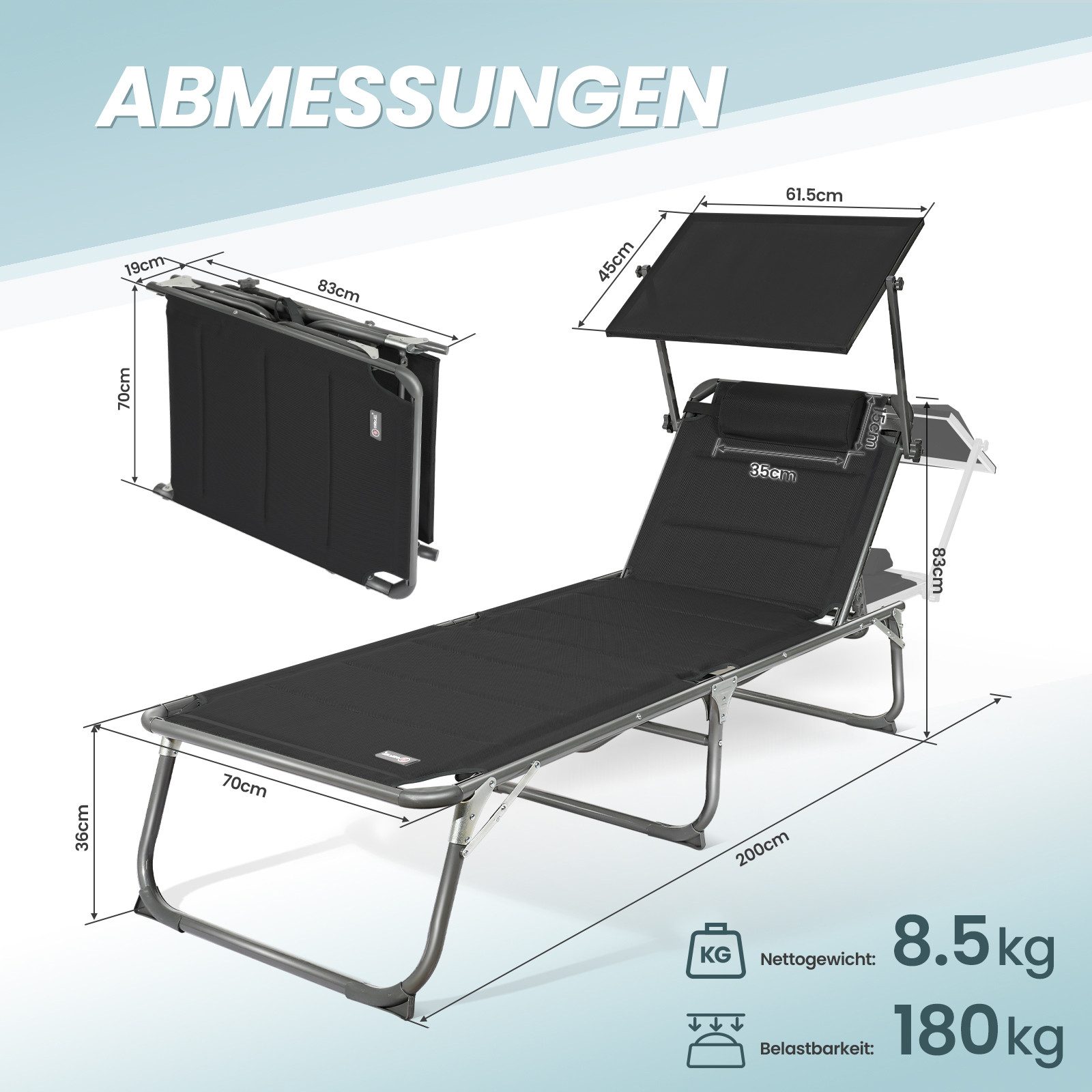 Gartenliege Sonnenliege AluLiege Liegestuhl Strandliege Liegen