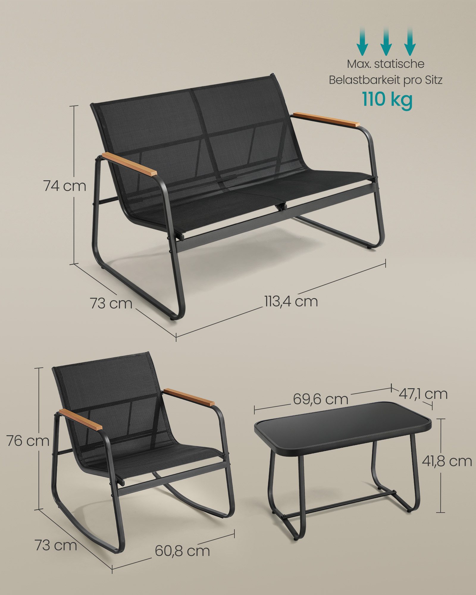 SONGMICS Gartenmöbel-Set