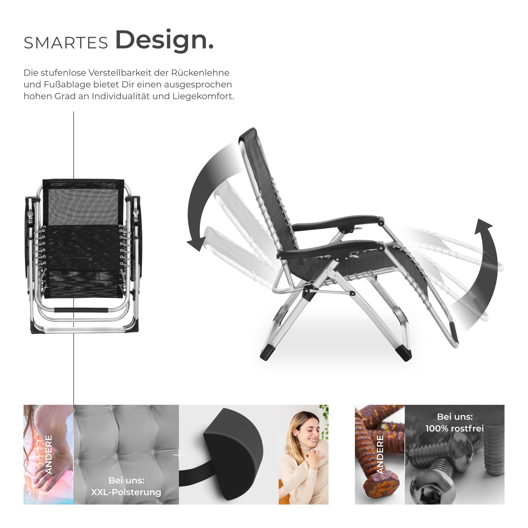 TECTAKE Gartenstuhl Sonnenliege