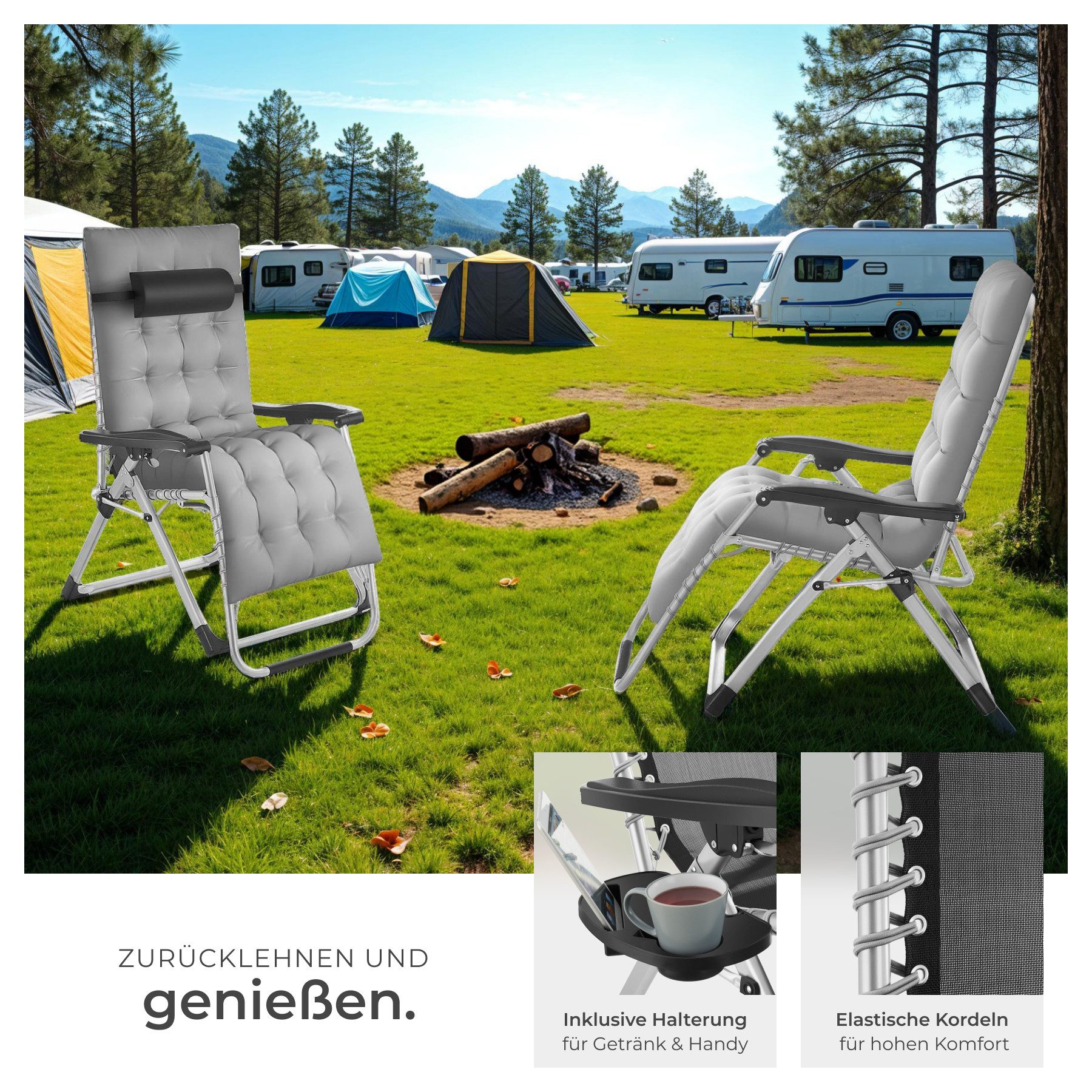 TECTAKE Gartenstuhl Sonnenliege