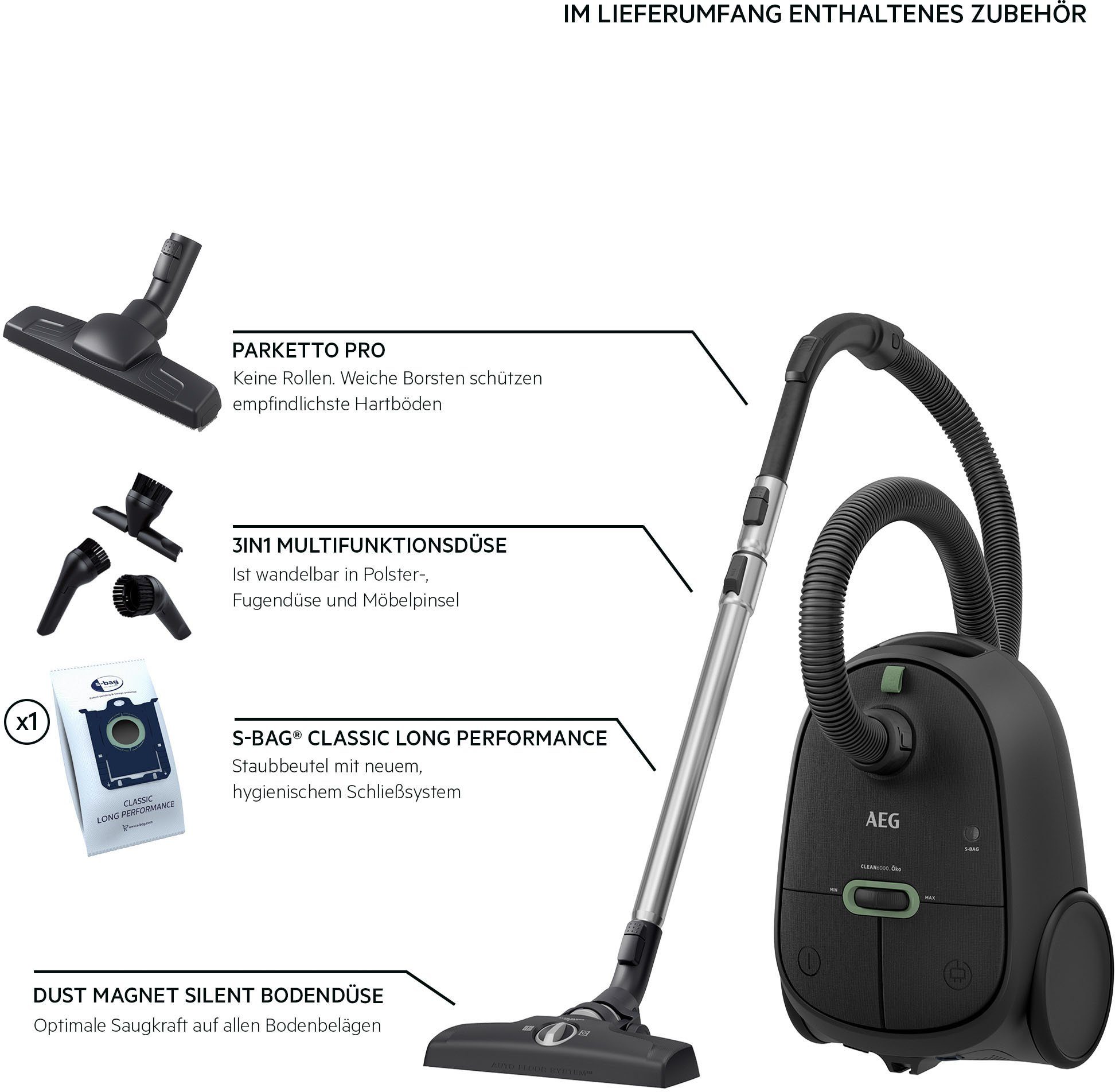 Bodenstaubsauger CLEAN 6000, hohe Saugleistung