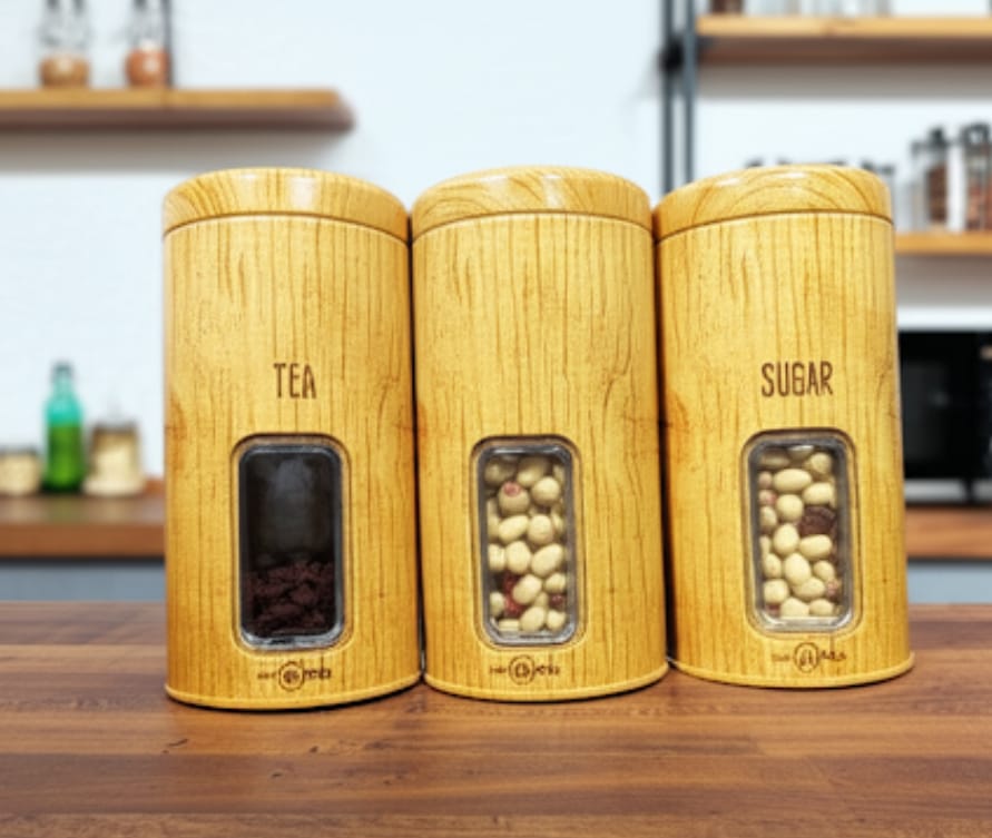 Wooden Storage Canisters Set