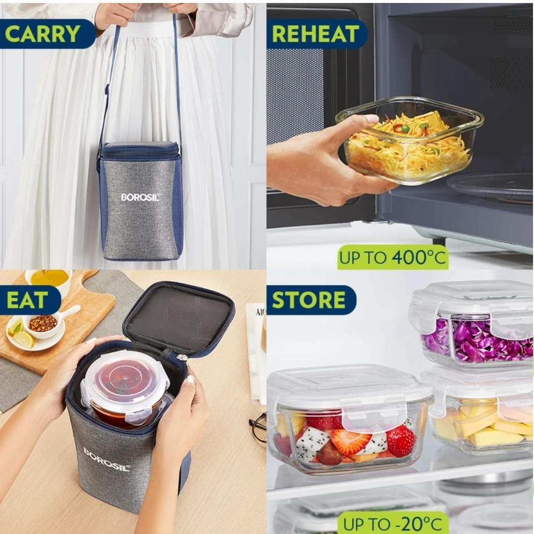BOROSIL Office Tiffin 3 Containers Lunch Box 